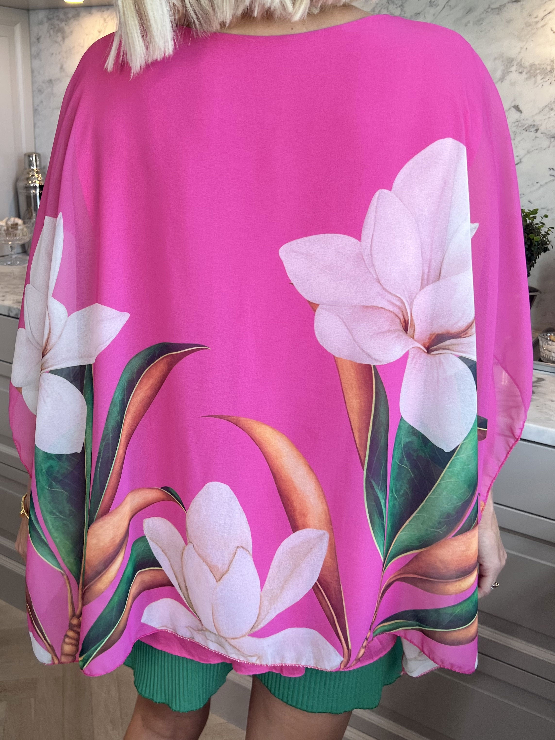 Mian - Farverig tunika med chiffonlag